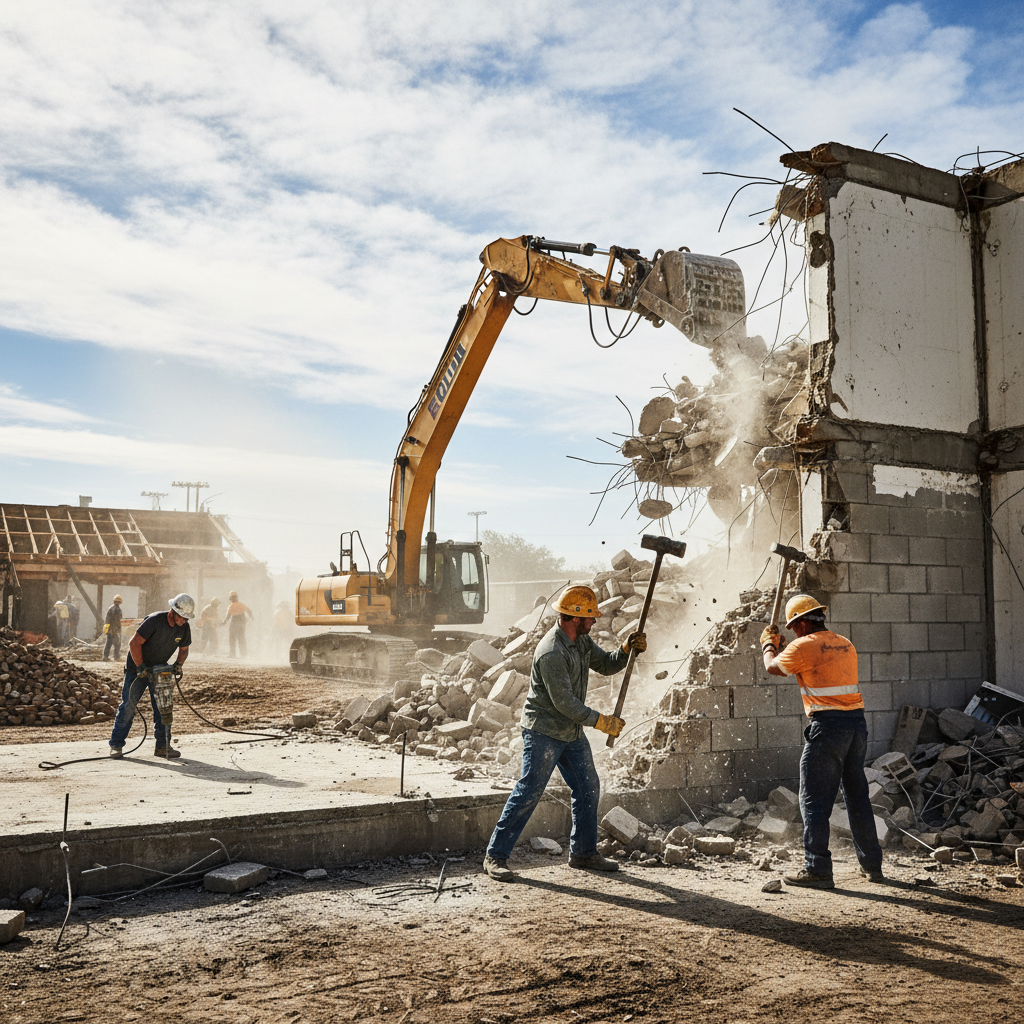 Įvairių tipų griovimo darbai statybos aikštelėje