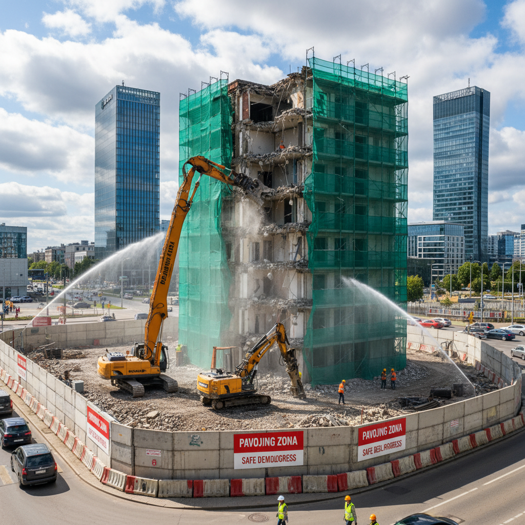 Saugus griovimo procesas su pažangia technika Vilniuje